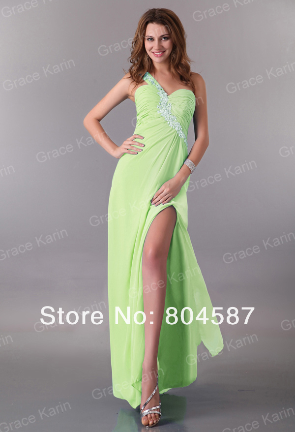 Free Shipping Grace karin  One shoulder Dresses New Fashion  Formal Party Prom Actual Wedding Dress CL3183