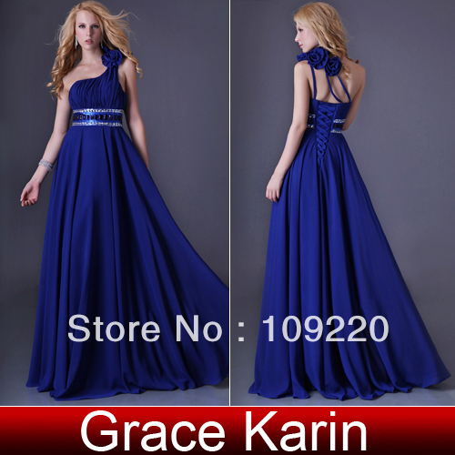 Free Shipping Grace Karin Sexy Stock One shoulder Chiffon Party Gown Prom Ball Evening Dress 8 Size CL3516