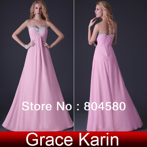 Free shipping Grace Karin Sexy Stock Strapless Chiffon Bridesmaid Party Gown Prom Ball Evening Dress 8 Size CL3819