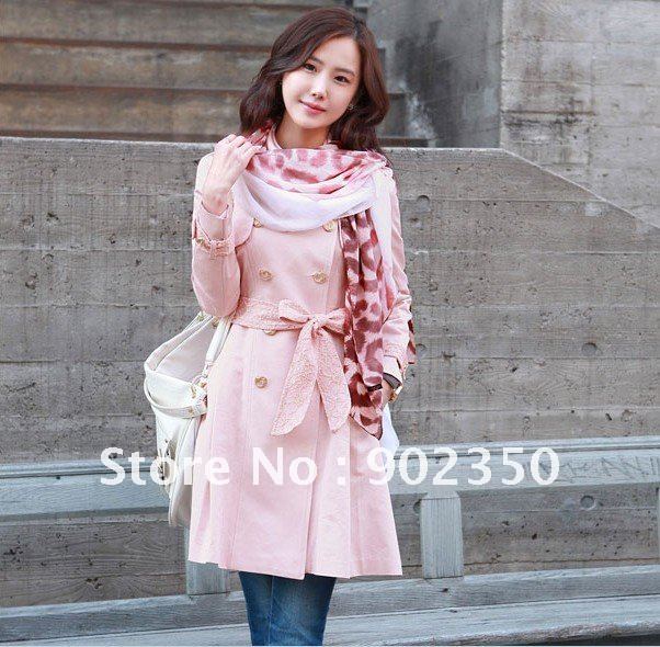 free shipping graceful bowknot belt long coat gentlewomanly dress skirt type big collar lady's jacket P145