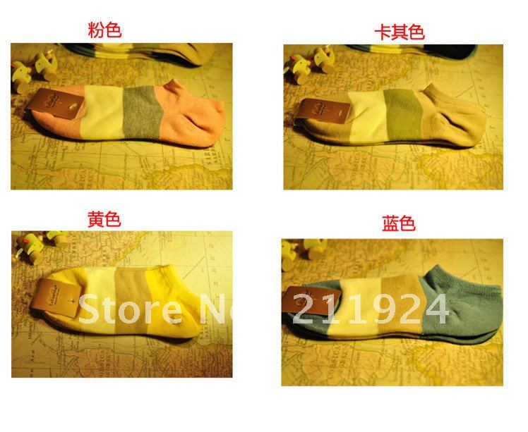 Free shipping Gradual change color stripe wide female socks Sock Slippers -1 without trademark