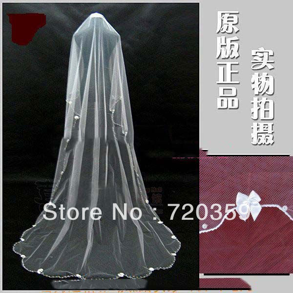 Free shipping!Great Price 3m Bride Wedding Veil ,Luxury Long, pearl with butterfly Veil