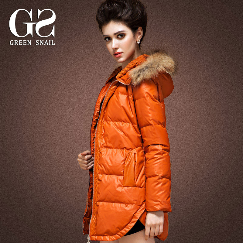 free shipping Green 2012 women's down coat medium-long chromophous down coat Women