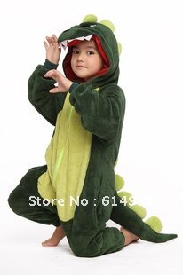 Free Shipping Green Dinosaur Cosplay Costume Animal Children Pajamas  2012 New Fashion Send the children the best Christmas gift