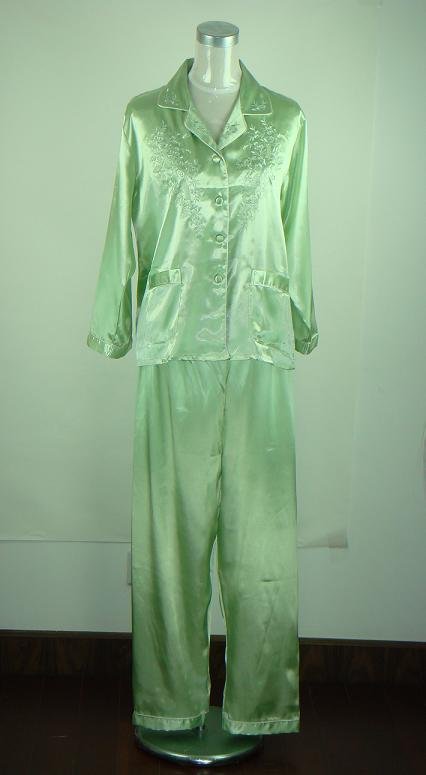 Free Shipping Green Women's Pyjama Robe Faux Silk 2pc Nightwear Robe Bath Gown Wholesale Retail S M L XL XXL (S0051)