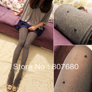 Free shipping grey love free size plus velvet pantyhose legging women tight