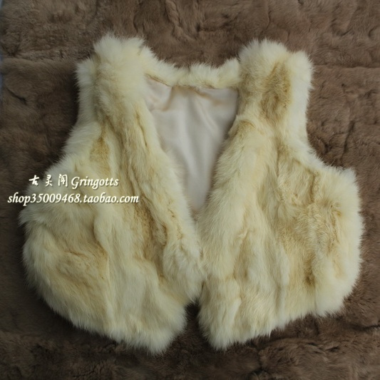 FREE SHIPPING! Gringotts rabbit fur vest waistcoat fur vest lovely vest vivi nattierblue beige outerwear short design Women