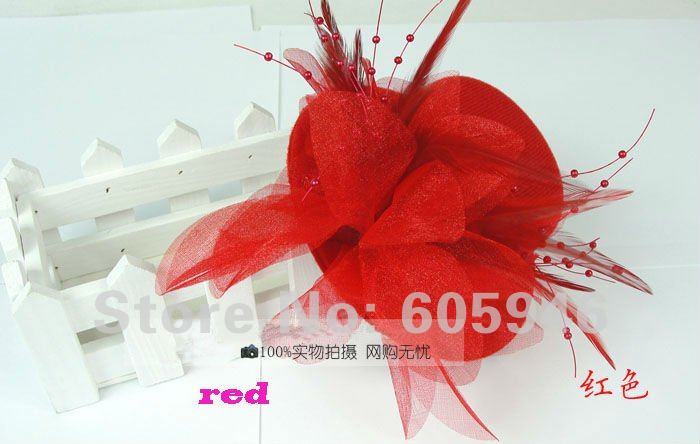 Free shipping hair cap clip.hair decorations,with feather dia. 13cm headdress flower Royalty wedding party gift hats 12piece/lot