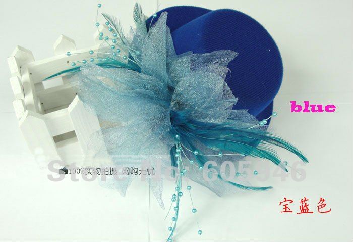 Free shipping hair cap clip.hair decorations,with feather  headdress flower Royalty wedding party gift hats 96piece/lot