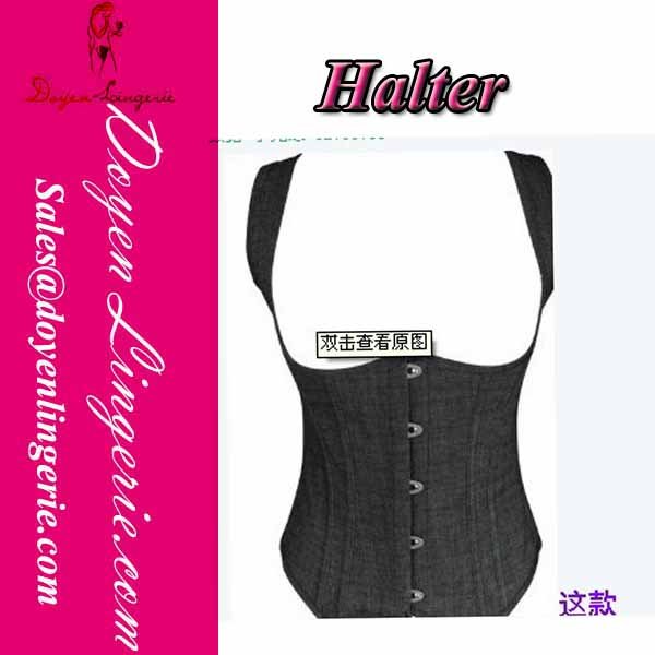 Free ShIpping Halter Lace Up Elegant Underbust Sexy Ladies'  Corset  Wholesale DH830grey