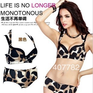 Free shipping Halter Leopard sexy bra wholesale super gather water bag massage magnetic therapy bra dropship