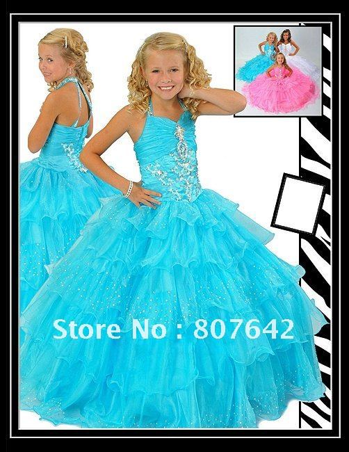 Free shipping Halter sweetheart sleeveless Flower girl dress girls' gown party dress Custom-size/color wholesale price Sky-1037