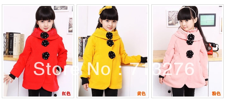 Free shipping han2 ban3 winter clothing and velvet girl's coat upset dust coat coat