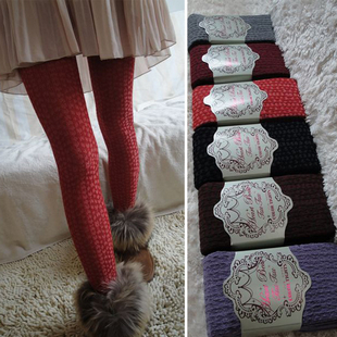 Free shipping! Handsome two-color line wool blending pantyhose autumn and winter thickening stockings