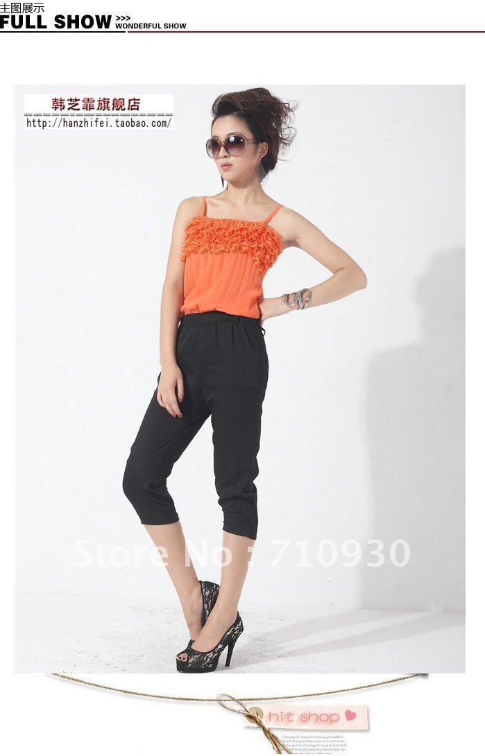 Free shipping HanZhiFei New Corea Suspenders/Jumpsuits /Women Rompers/ Cropped Trousers