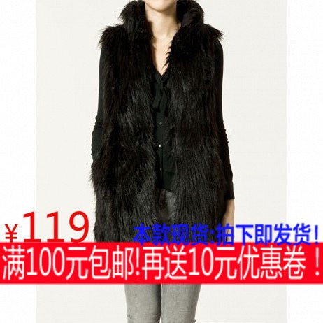 Free Shipping Haoduoyi 2013 angelababy tan black fur coat vest 5 full