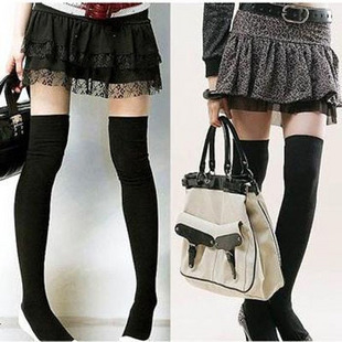 free shipping Hastransformed black 100% cotton stockings thigh socks nagamune socks boot socks over-the-knee stockings