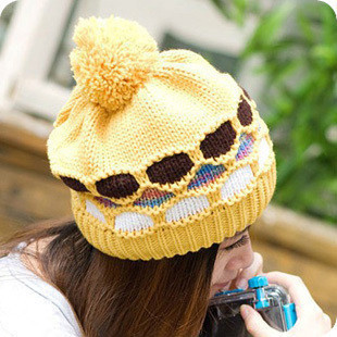 Free Shipping Hat autumn and winter female millenum multicolour big ball cap winter fashion knitted hat