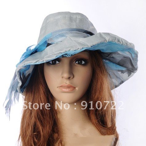 Free Shipping hat / fashion hat Ladies' Textile hat with silk flower shinning glitter material 15 pcs/lot