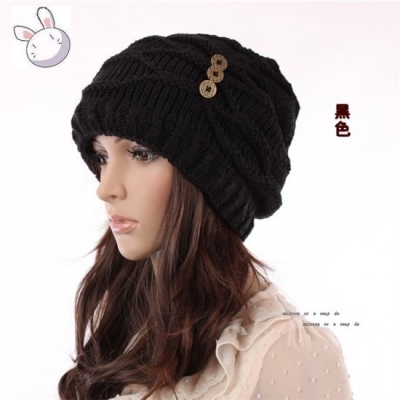 Free shipping--Hat female autumn and winter deduction cap casual knitted hat knitting wool hat winter ear protector cap