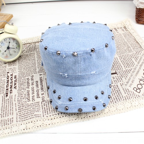 Free Shipping Hat female summer 100% cotton rivet cadet military cap hat denim cap navy cap adjustable outdoor