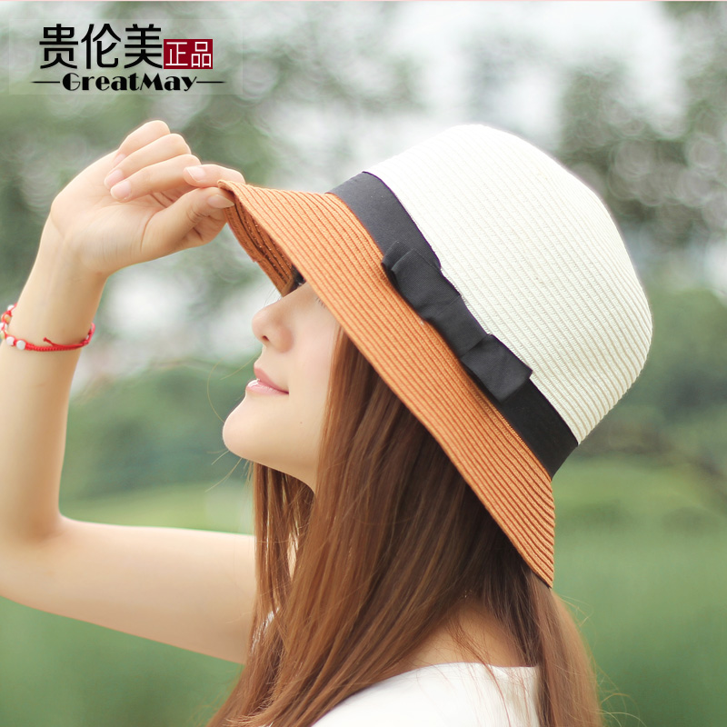 Free Shipping! Hat female summer sweet fashion bucket hat women's sunscreen sun-shading strawhat