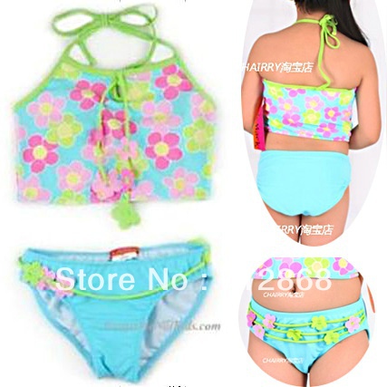 Free Shipping Hawaii girl swim suit/Girls' Swimwear/girls swimsuits two pieces SIZE 4T-6X