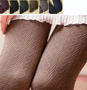 Free shipping,heart vertical stripe love legging socks pantyhose thick wire socks