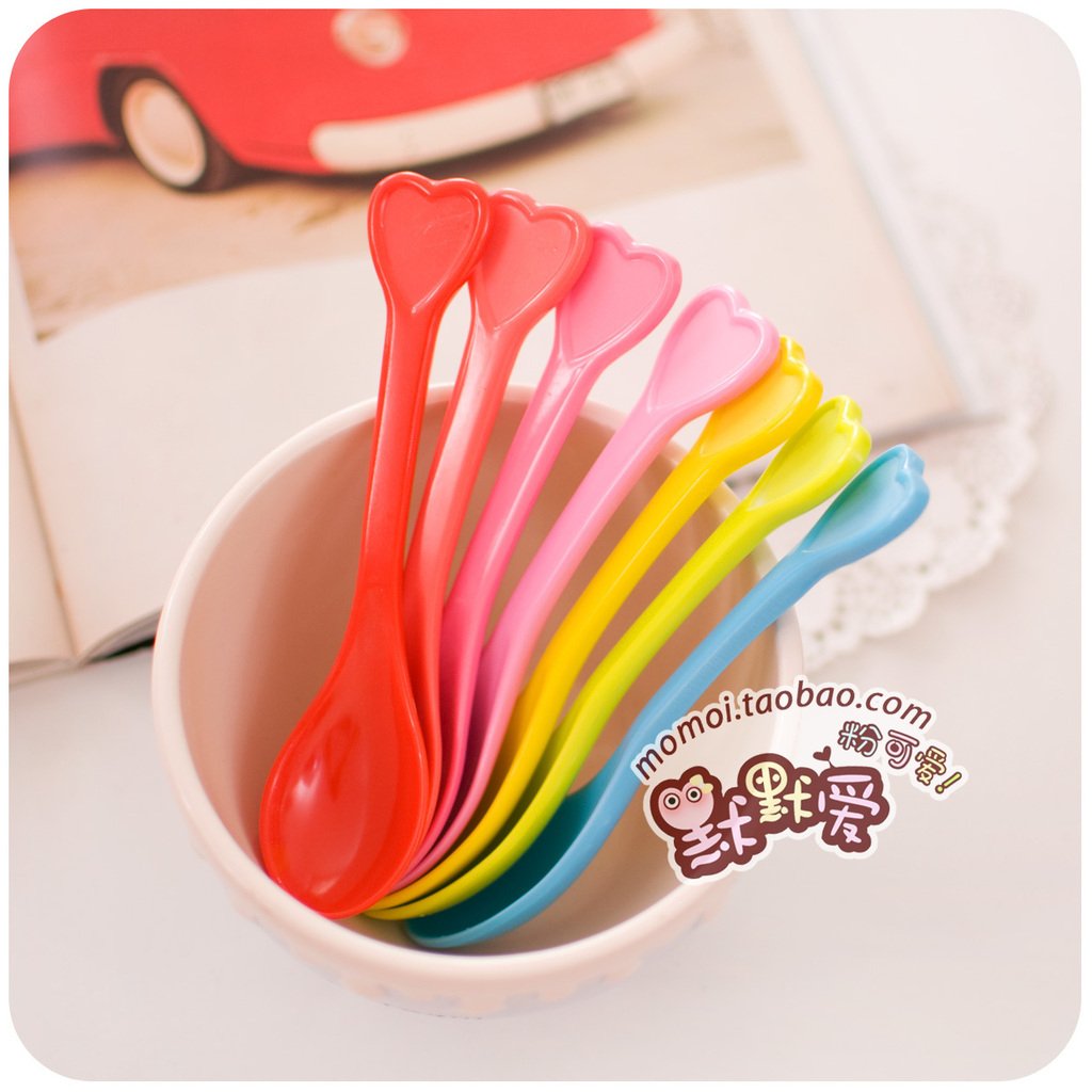 Free Shipping! Hearts . short shank candy color love small spoon coffee spoon