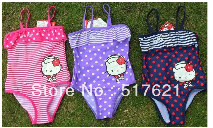Free shipping hello kittty swimsuit  girls beachwear bikini swimwear  lovely swimsuit