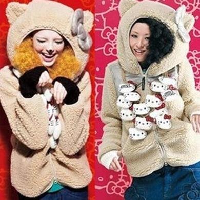 free shipping ! Hello Kitty bear feather the lambs wool cotton-padded clothes cotton coat