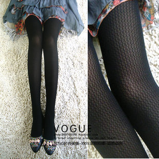 Free shipping Help transform thunder thighs black vertical stripe jacquard pantyhose circled velvet stockings