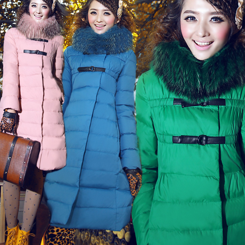 Free Shipping! High-end Customization Raccoon Collar Long-sleeve Fashion Thicken Women Down Jackets Coats,GRYR145