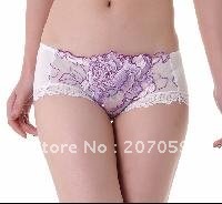 FREE SHIPPING High-grade Bamboo Fiber Panties Peony Embroidery Sexy Lace Women's Underwear Briefs Knickers