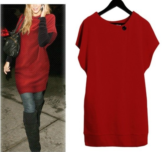 Free Shipping High Quality 2012 Winter New Women's Fashion Red Loosen Dress Plus Size Sweater Coat Dress