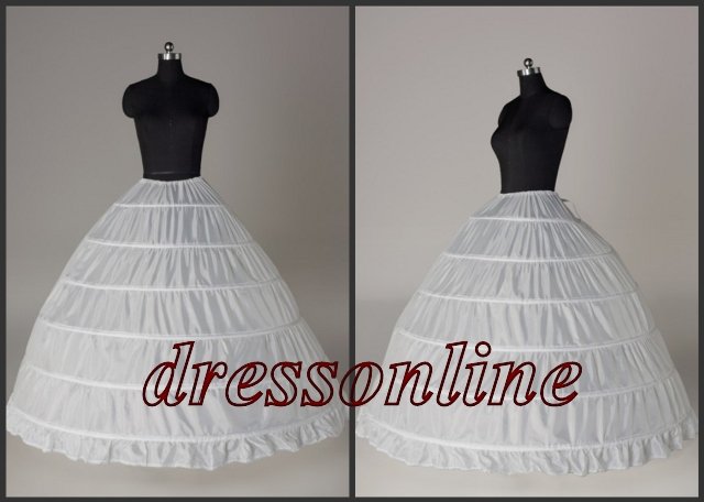 Free Shipping High Quality 6 Steel Hoops Big Ball Gown Long Bridal Dress Wedding Petticoat Crinolines Free Size