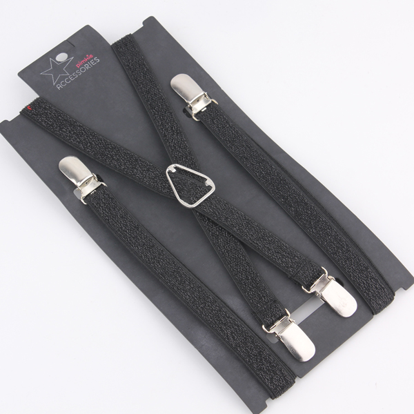 free shipping High quality black-matrix black 4 clip suspenders 1.8cm