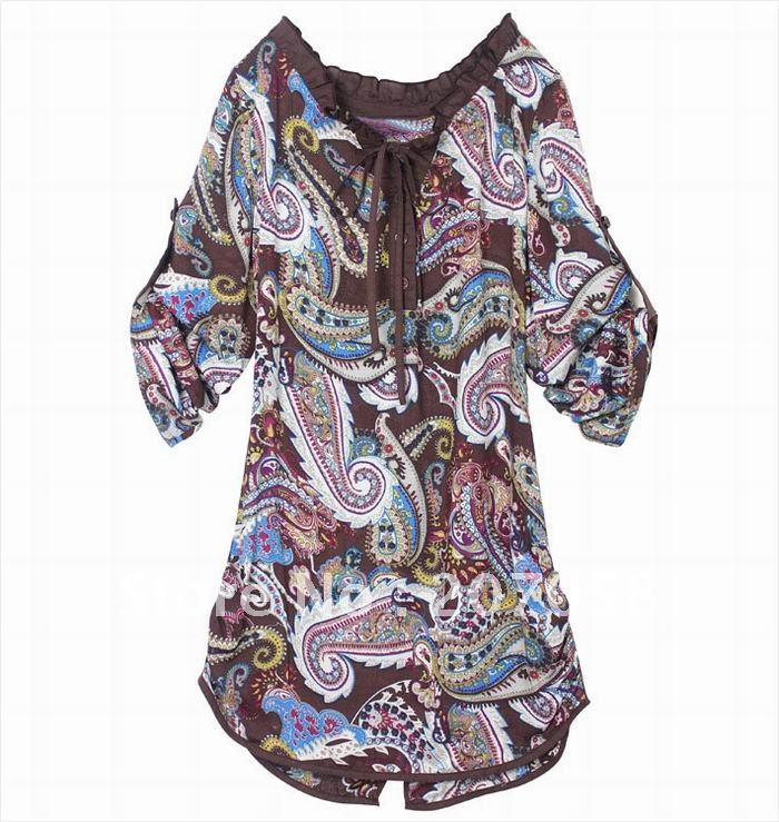 Free shipping high quality  bohemia Ladies' Fashion  unique blouse 2012 new arival L xl 2XL 3XL