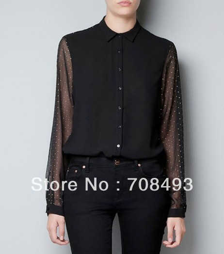 Free shipping high quality chiffon blouses for women's shirts printed shirt for spring summer new fashion blouses women 2013