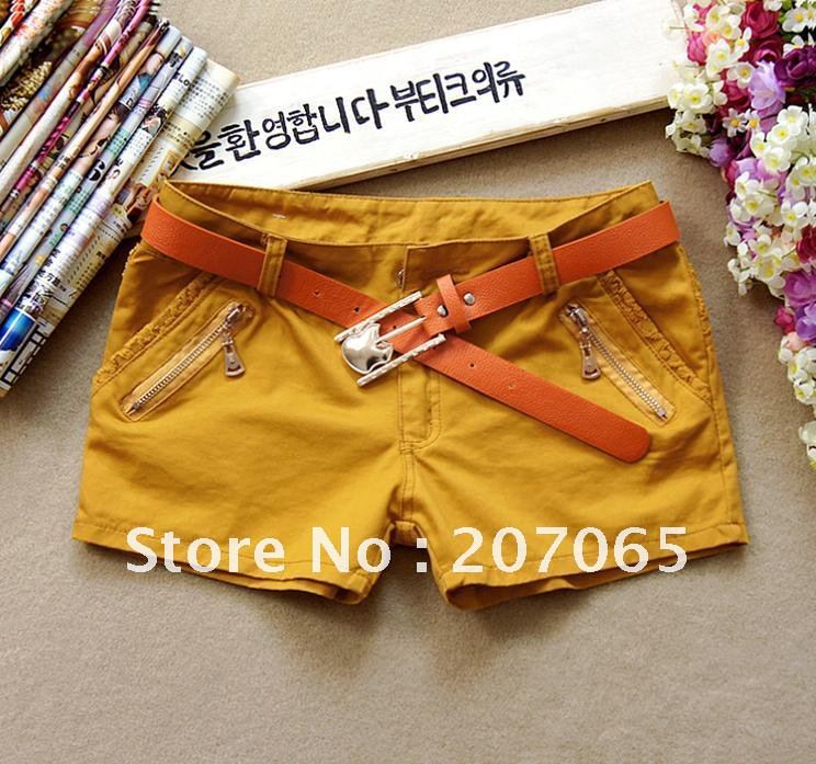 Free shipping high quality cotton lace shorts,women shorts,ladies'shorts  (with belt)
