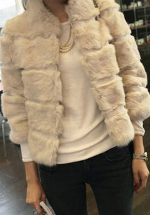 Free shipping High quality customize horizontal stripe rabbit fur coat lantern sleeve fur