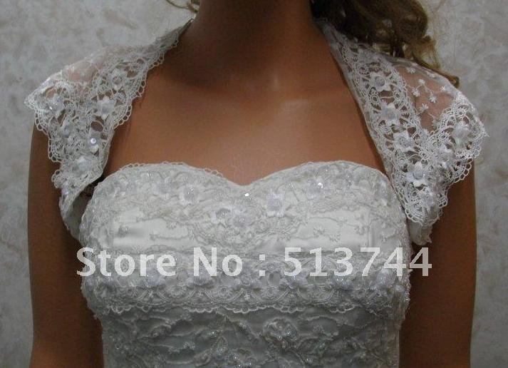 free shipping  High Quality   Embroidery  Flower   3/4 Sleeve  Lace Wedding Bolero Jacket  Shrug