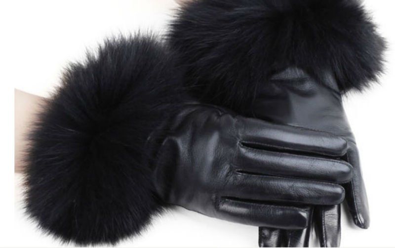 Free shipping/High quality Fashion fox hair Genuine Leather lady gloves/ashmere inside Keep warm