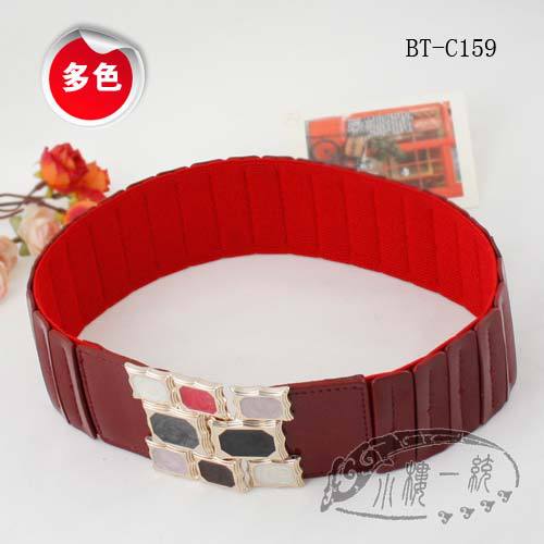 Free shipping high-quality fashion ladies belts Woman Enamel Buckle Patent Leather Elastic Stretch Belt vbBT-C159 xi
