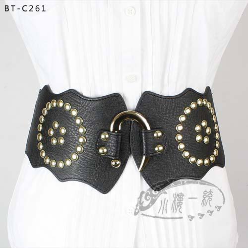 Free shipping high-quality fashion ladies belts Women Stud Leather Strech Elastic XX Wide Waist Belt Cinch Belt BT-C261