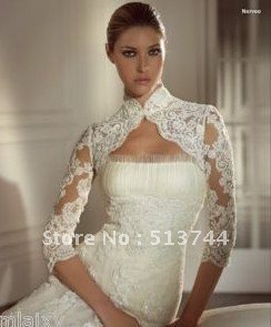 free shipping  High Quality   Length  Sleeve Bridal Lace Wedding Bolero Jacket