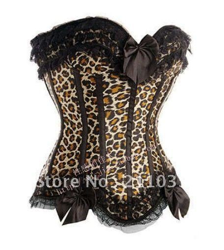 free shipping high quality Leopard print fashion royal bone clothing corset abdomen drawing push up sexy laciness female shaper