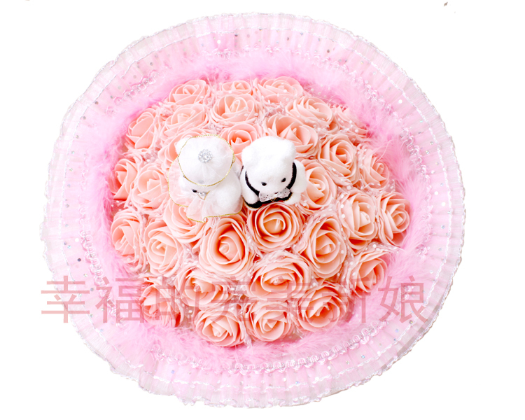 Free shipping high quality Pink bride bouquet of flowers wedding Bride bouquet with toyswedding holding flowers  20 PE rose