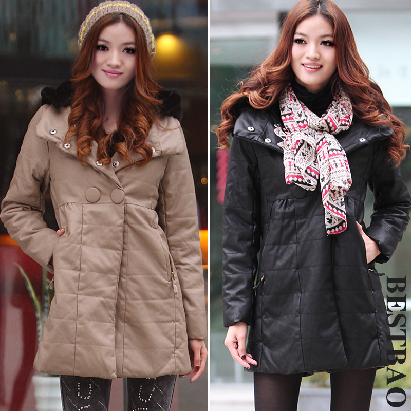 free shipping High quality PU wadded jacket thickening thermal large caps bestbao female 8988