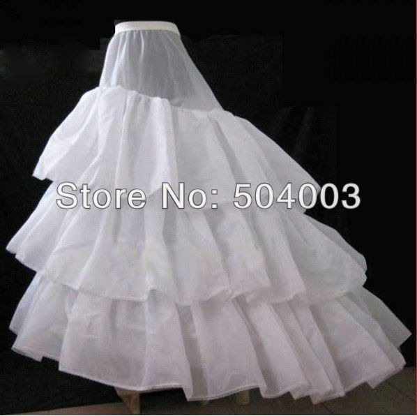 Free Shipping High Quality White Train Bridal Petticoat  Underskirt  Crinoline